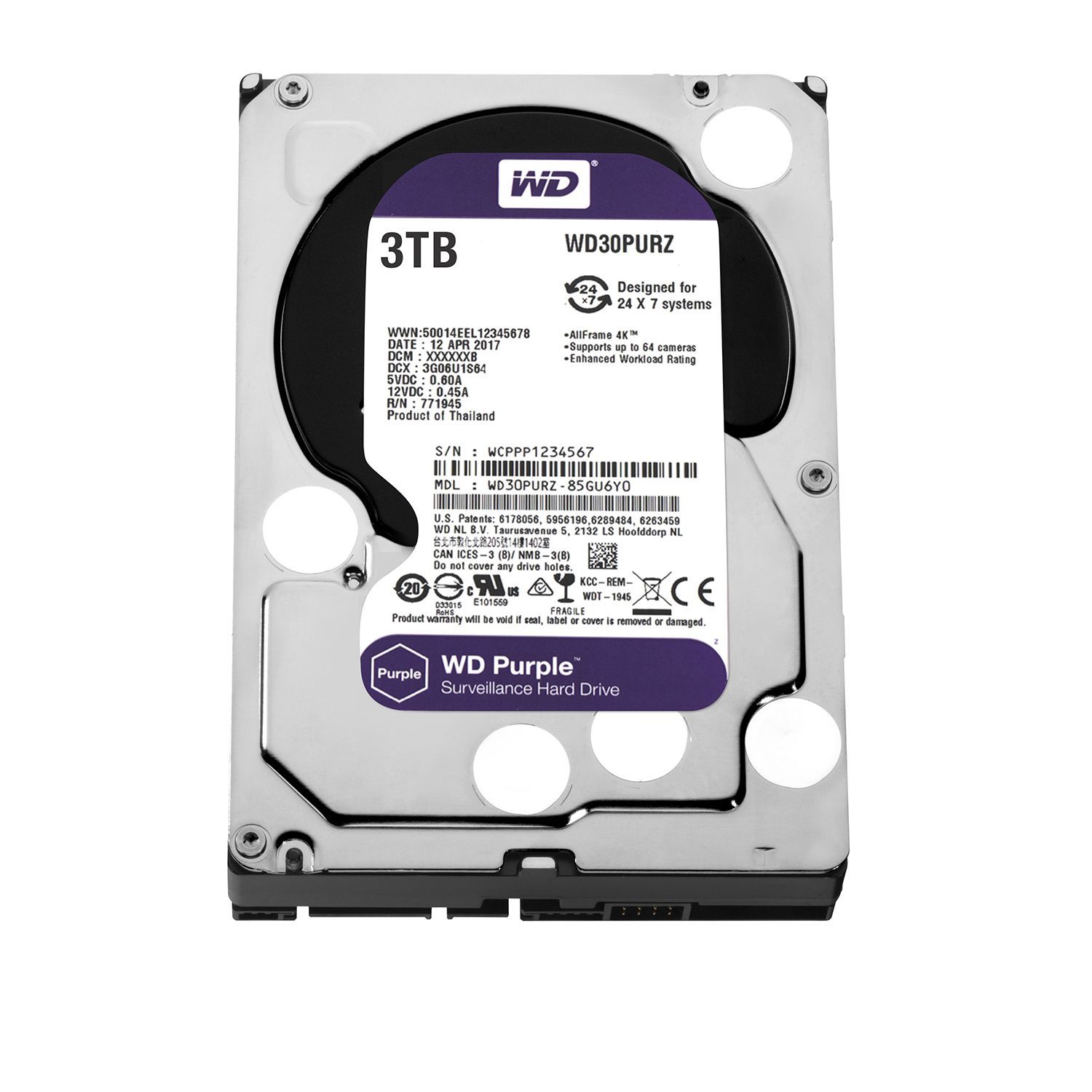 WD Purple Surveillance HDD 3TB