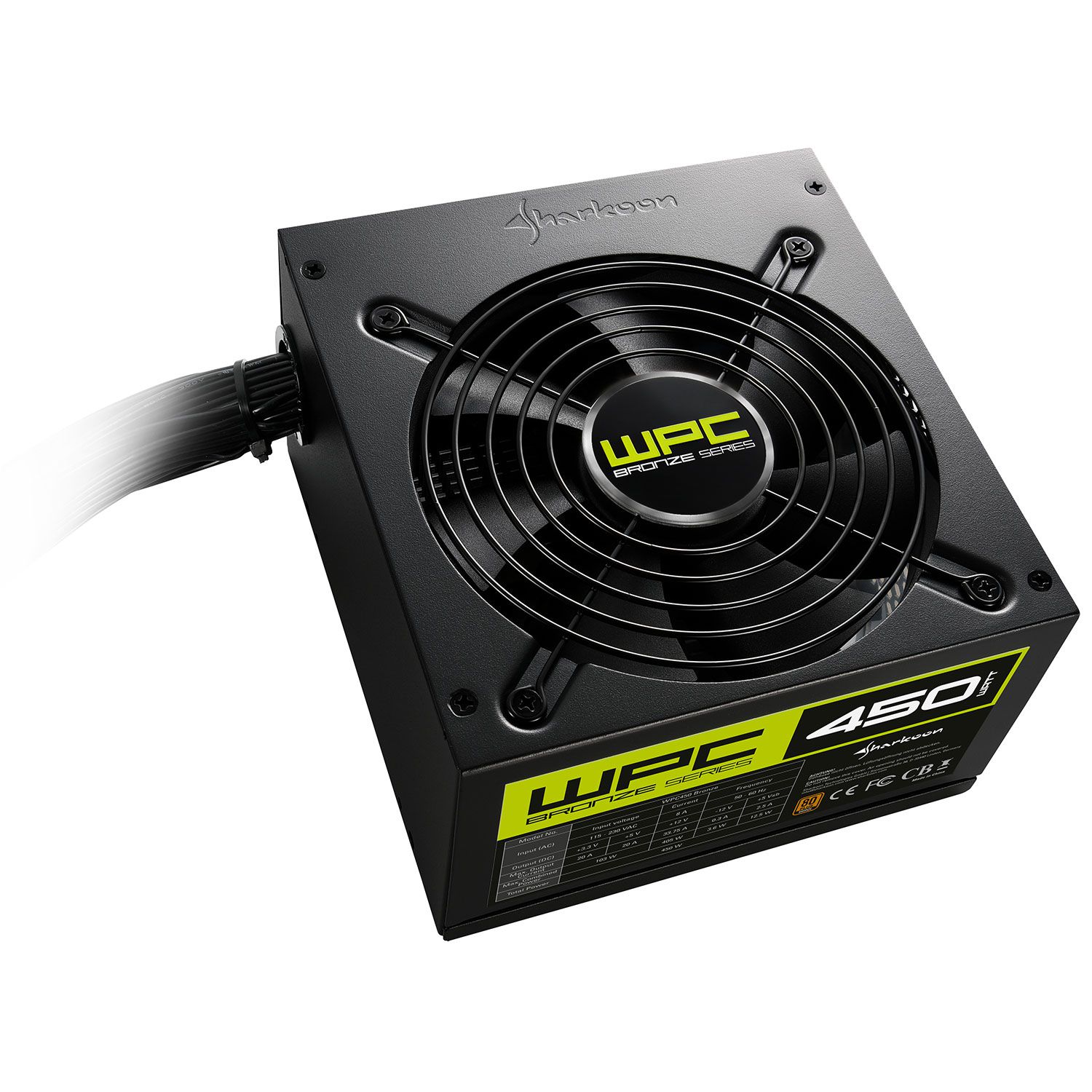 Sharkoon PSU WPC Series 450 W 80+ Bronze