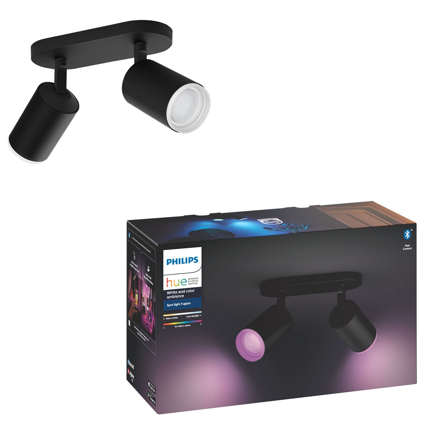 Philips Hue Fugato Double Spotlight Black