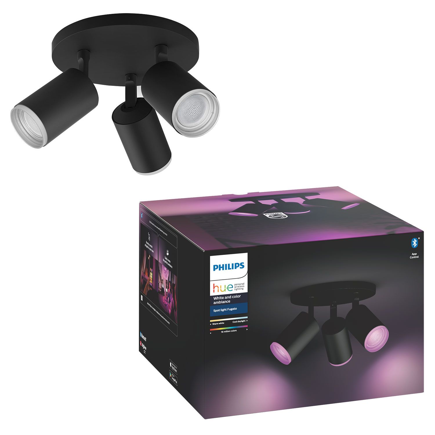 Philips Hue Fugato Triple Spotlight Black