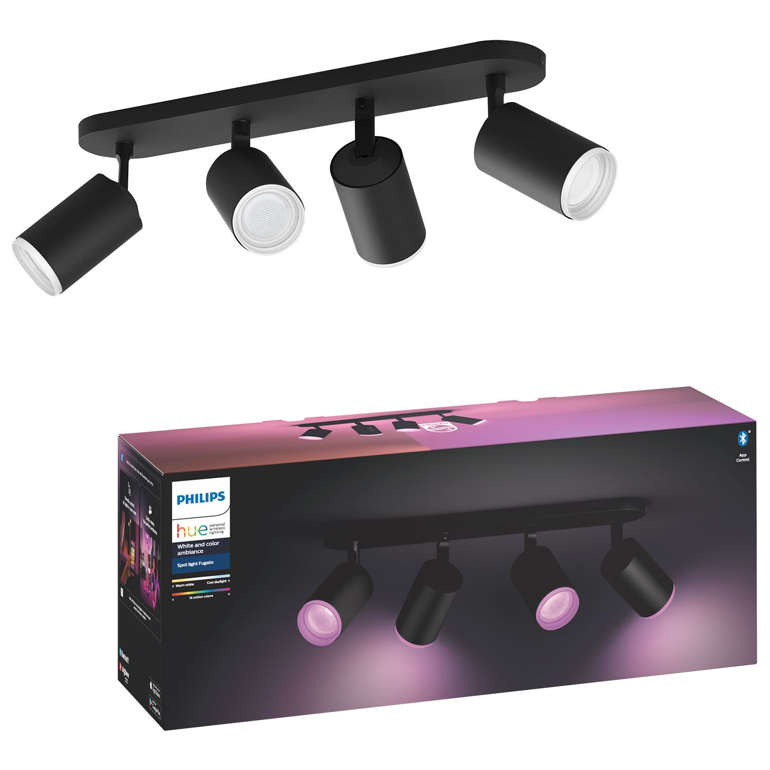 Philips Hue Fugato Quadruple Spotlight Black
