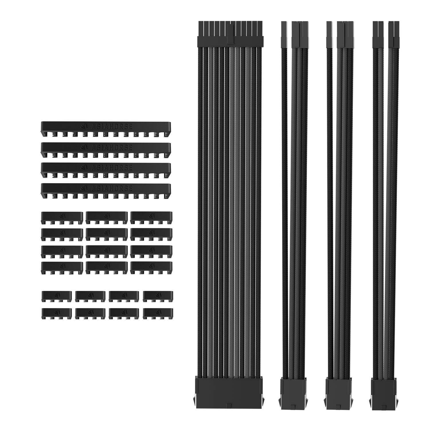 AsiaHorse Extension Sleeved PSU Cable 4-Kit Μάυρο-Γκρι