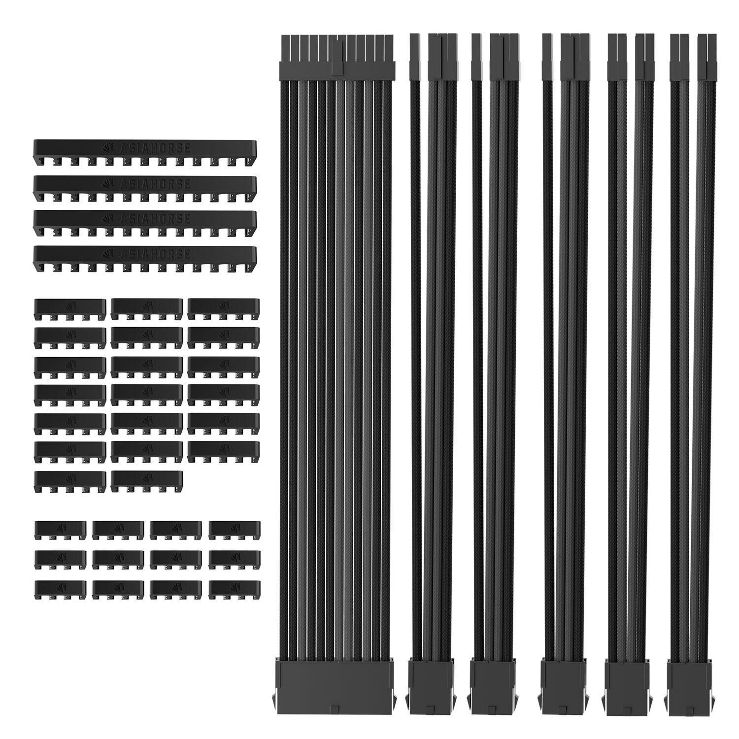 AsiaHorse Extension Sleeved PSU Cable 6-Kit Μάυρο-Γκρι