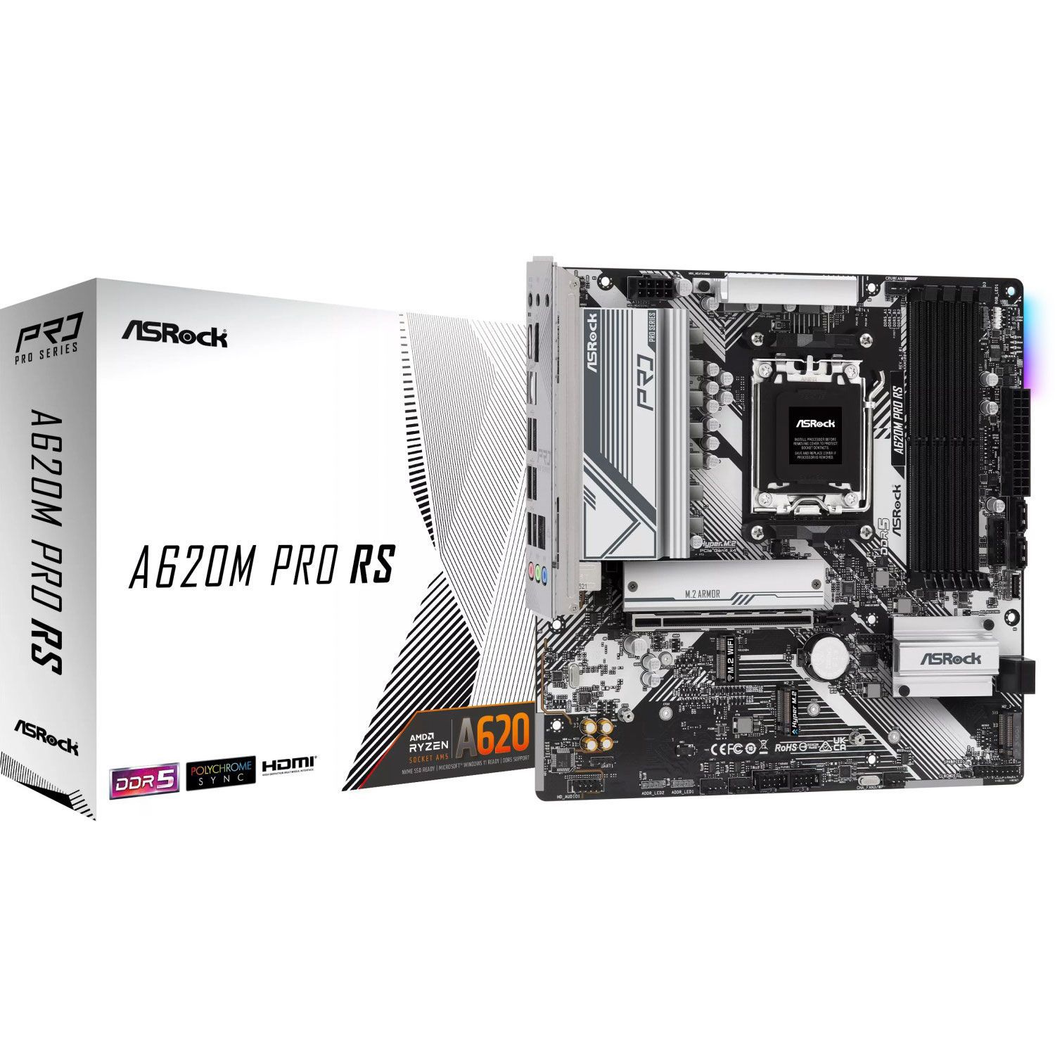 Asrock Motherboard A620M Pro RS (A620/AM5/DDR5)