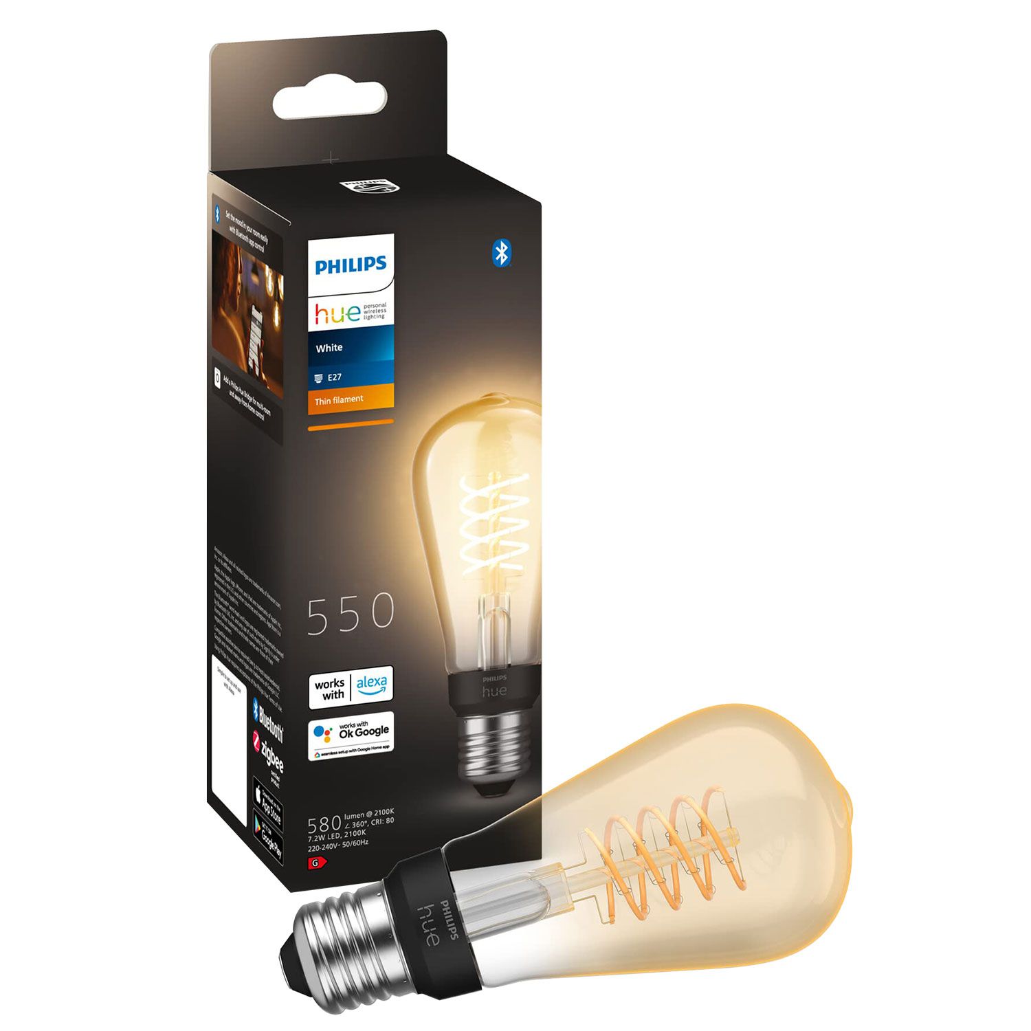 Philips Hue Smart Light Bulb Filament ST64E27 (White)