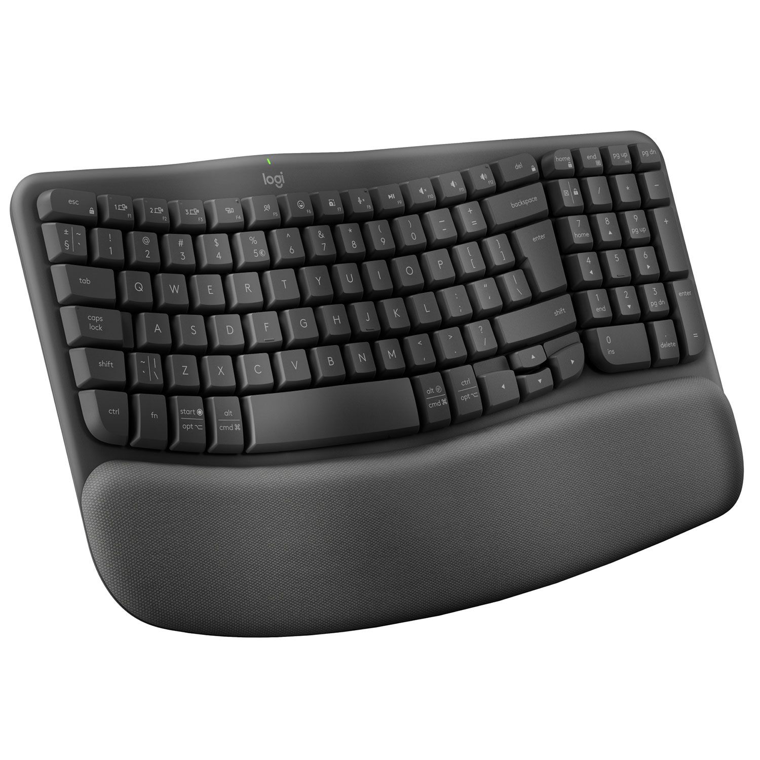 Logitech Πληκτρολόγιο Wave Keys Ergonomic Ασύρματο Graphite