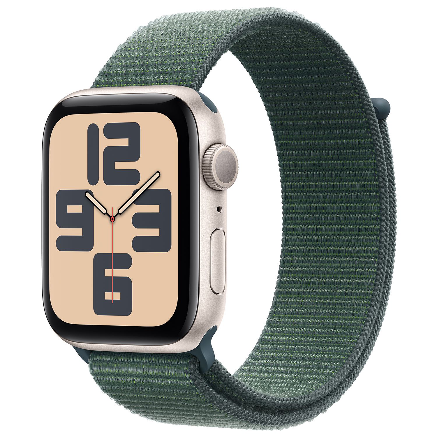 Apple Watch SE 44mm Starlight Aluminium Case with Lake Green Sport Loop