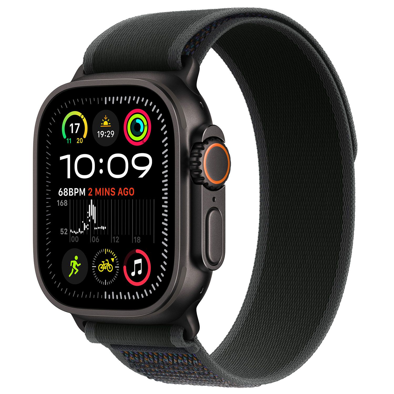 Apple Watch Ultra 2 49mm Black Titanium Case with Black Trail Loop M/L