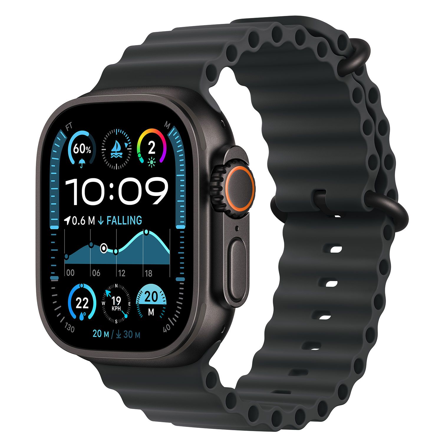 Apple Watch Ultra 2 49mm Black Titanium Case with Black Ocean Band