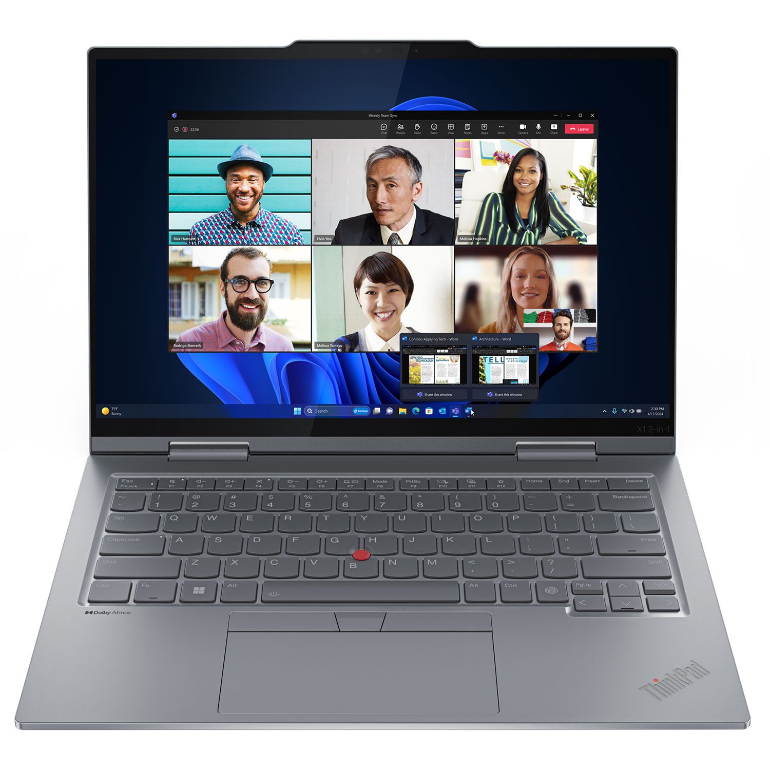 Lenovo ThinkPad X1 2 in 1 Laptop 14" OLED 2.8K Αφής (Core Ultra 7 155U/32 GB/2 TB/Intel Arc Graphics/Windows 11 Pro)