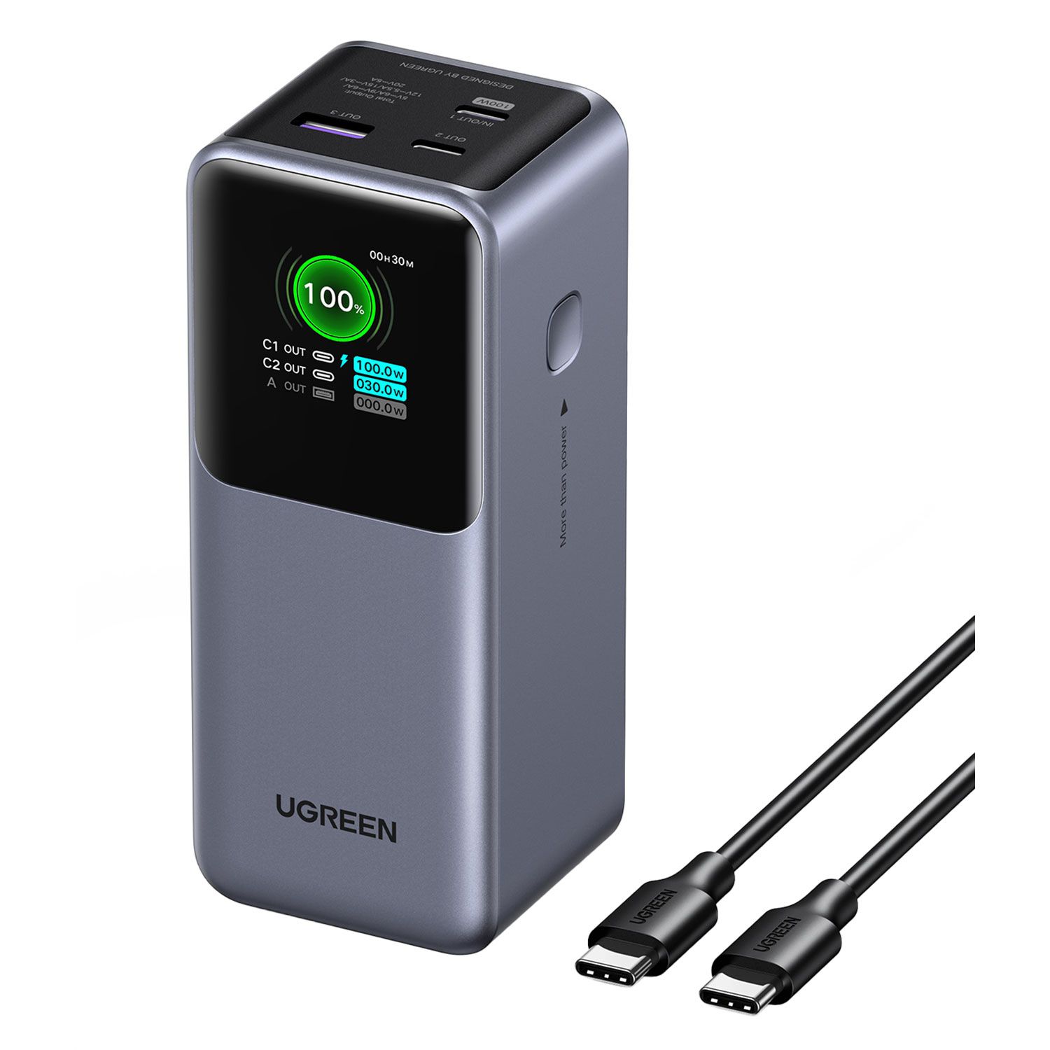 Ugreen Powerbank PD 20000 mAh 3 Θέσεων 130W Γκρι