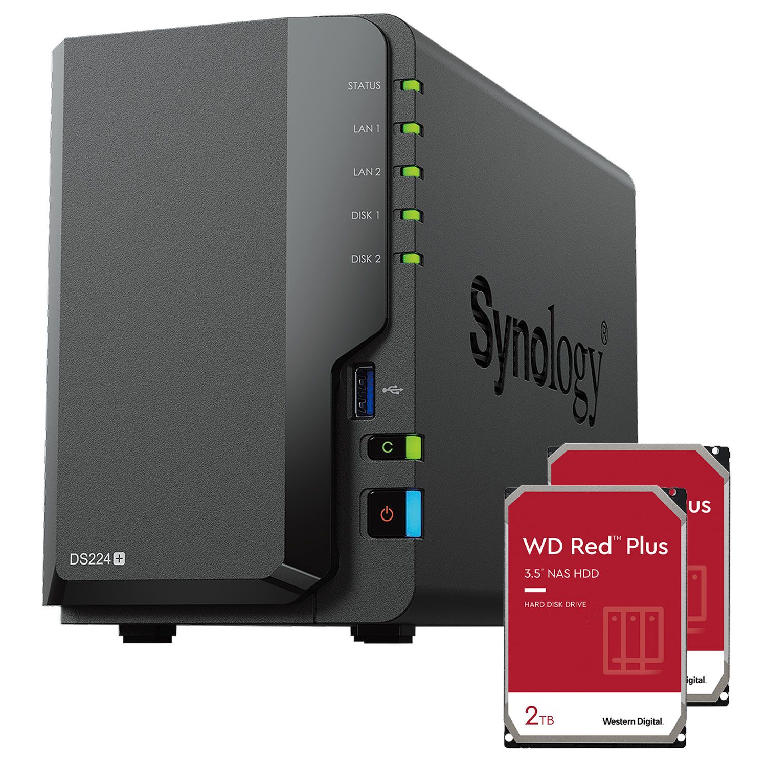 Synology DS224+ NAS & 2x 2TB WD Red Plus