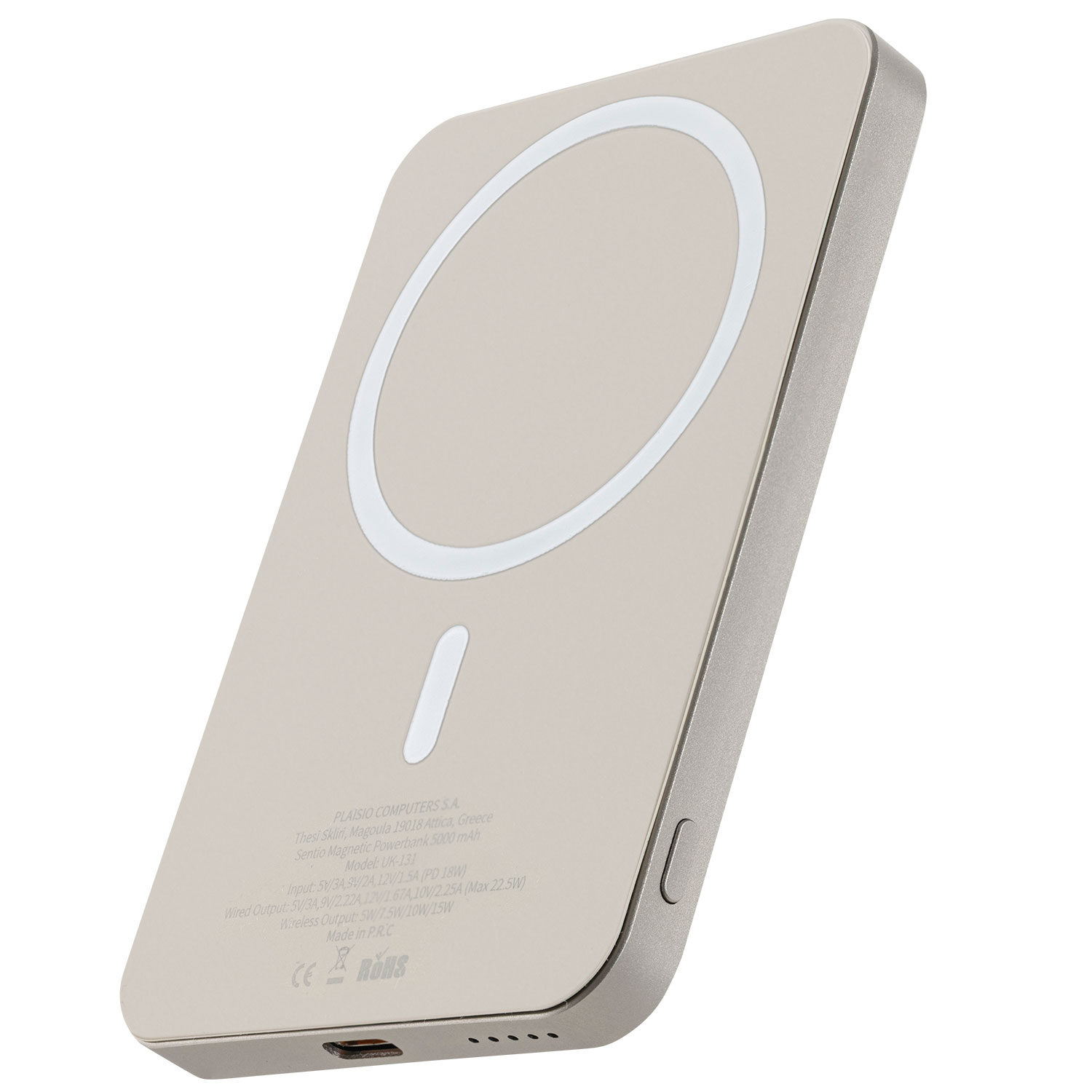 Sentio Powerbank με ασύρματη φόρτιση PD 5000 mAh 1 Θέσης 22.5W Titanium Grey