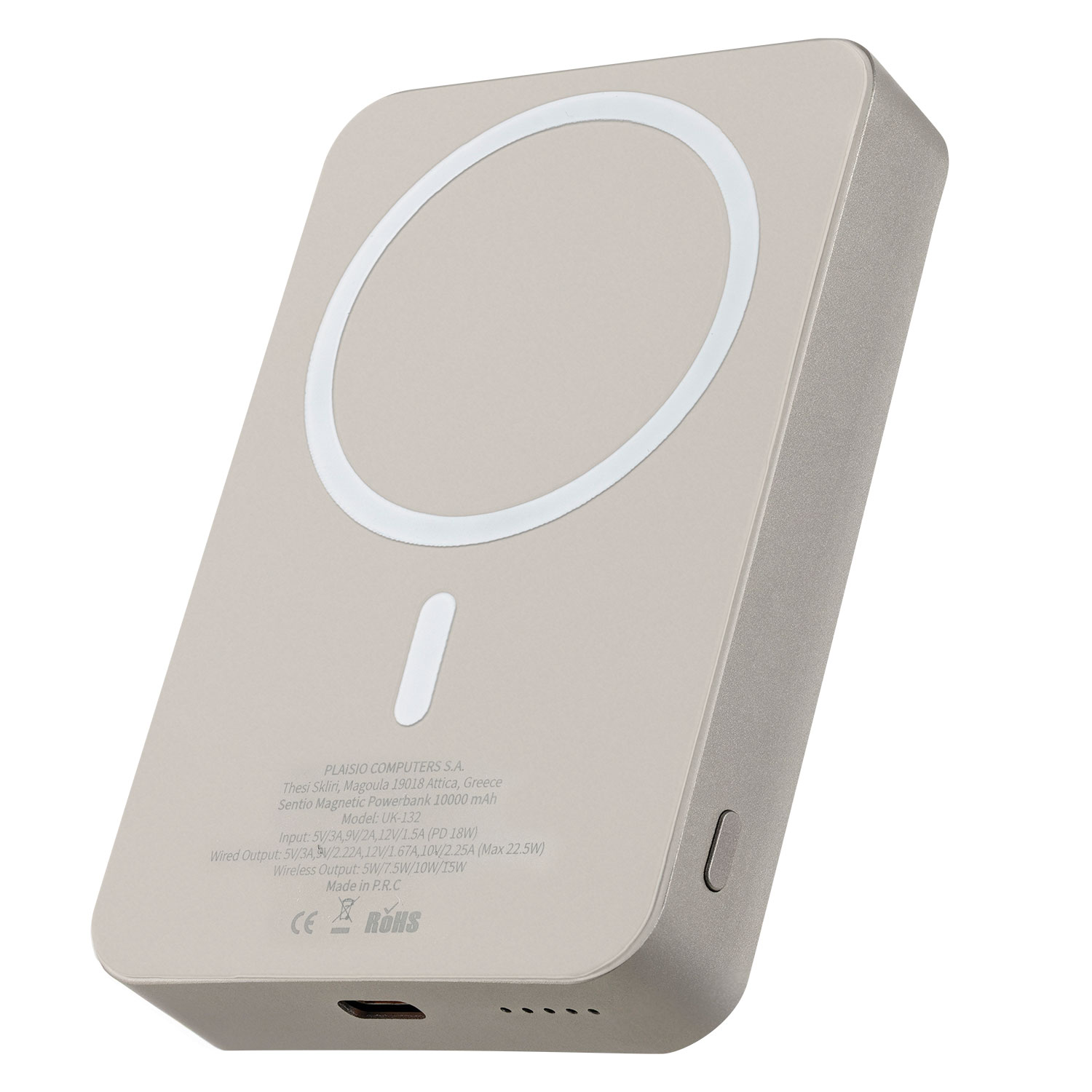 Sentio Powerbank με ασύρματη φόρτιση PD 10000 mAh 1 Θέσης 22.5W Titanium Grey