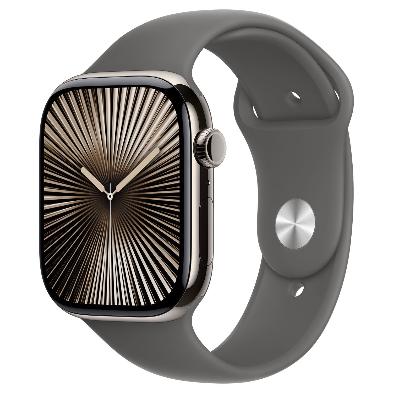 Apple Watch Series 10 Cell 46mm Natural Titanium με Stone Grey Sport Band S/M
