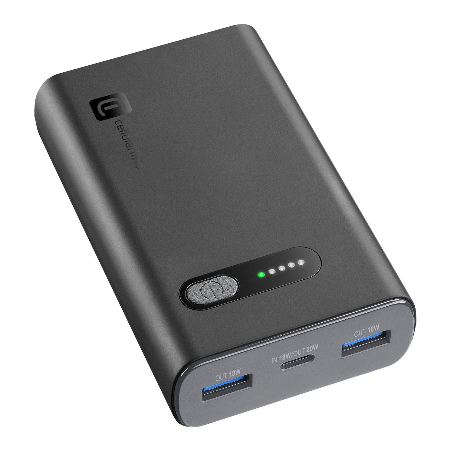 Cellularline Powerbank PD 10000 mAh 3 Θέσεων 20W Μαύρο