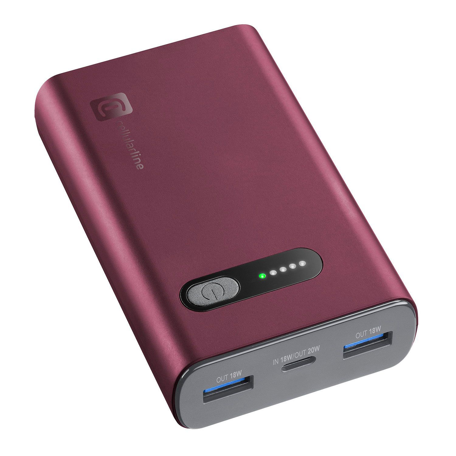 Cellularline Powerbank PD 10000 mAh 3 Θέσεων 20W Κόκκινο
