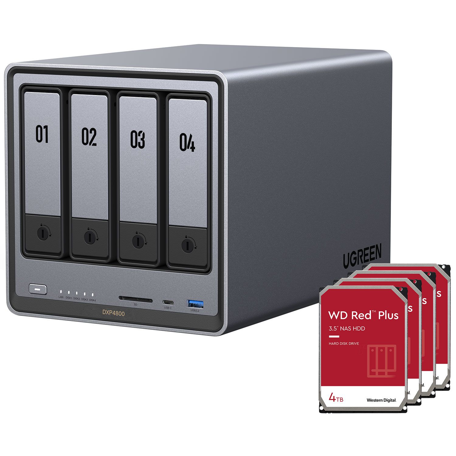 Ugreen DXP4800 NAS & 4x 4TB WD Red Plus