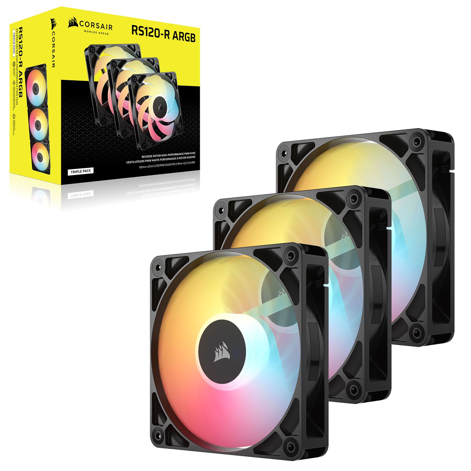 Corsair Fan RS120 ARGB Triple Pack Black Reverse