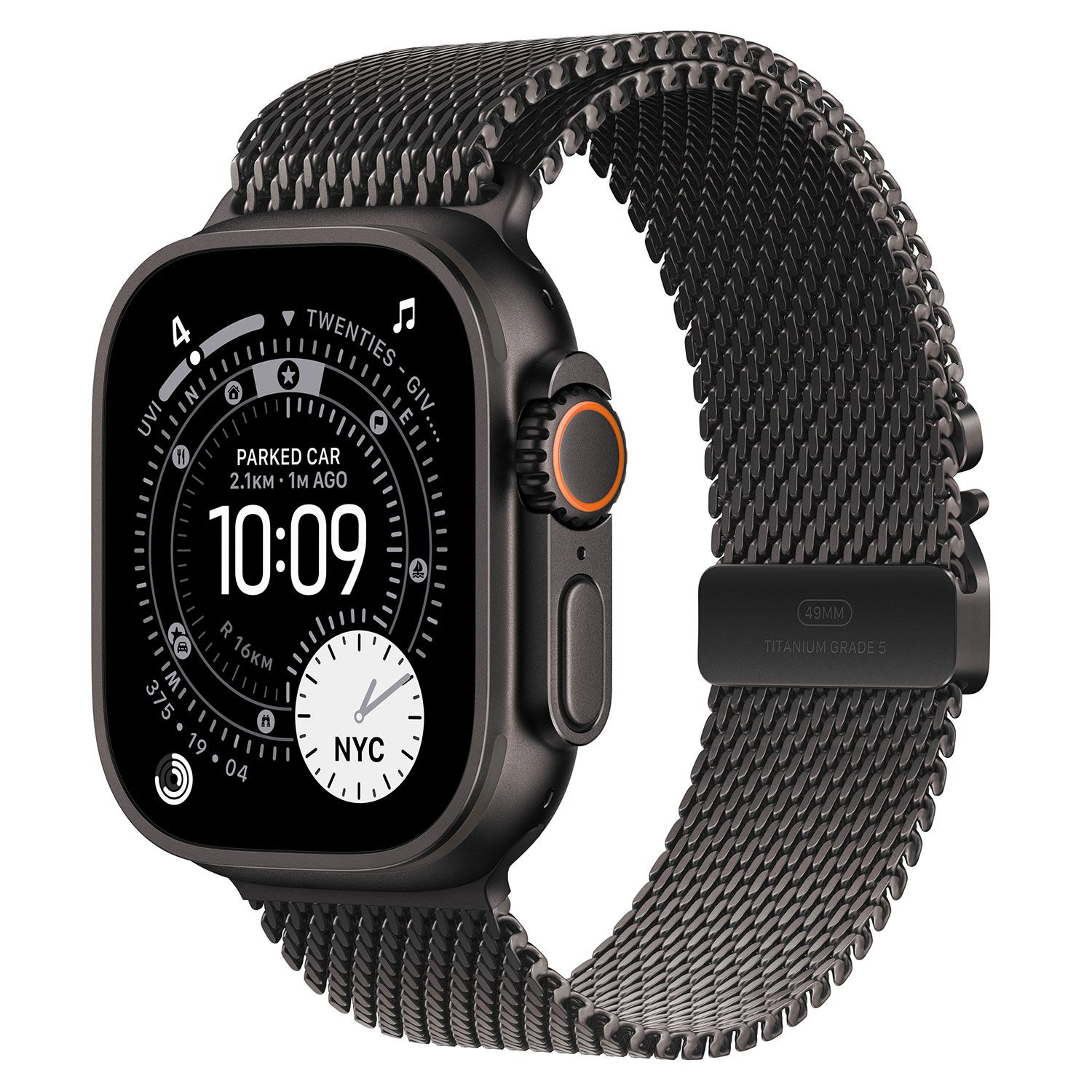 Apple Watch Ultra 3 49mm Black Titanium with Black Titanium Milanese Loop Large