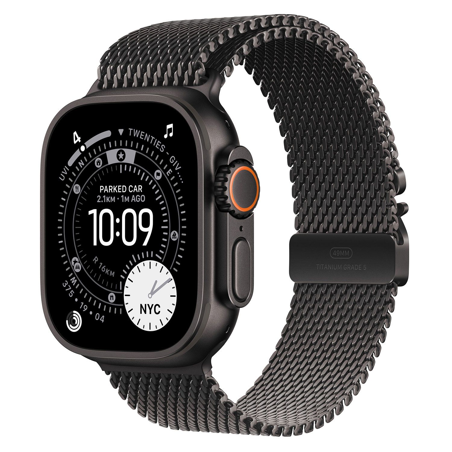 Apple Watch Ultra 3 49mm Black Titanium with Black Titanium Milanese Loop Medium