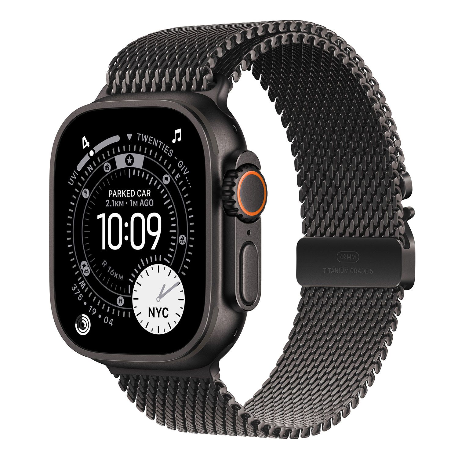 Apple Watch Ultra 3 49mm Black Titanium with Black Titanium Milanese Loop Small