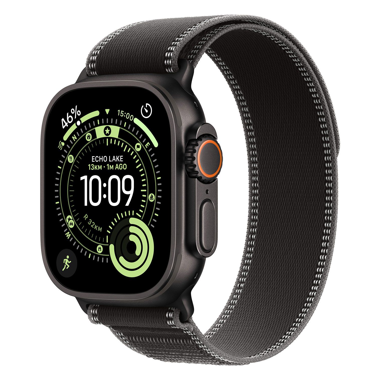 Apple Watch Ultra 3 49mm Black Titanium with Black/Charcoal Trail Loop M/L