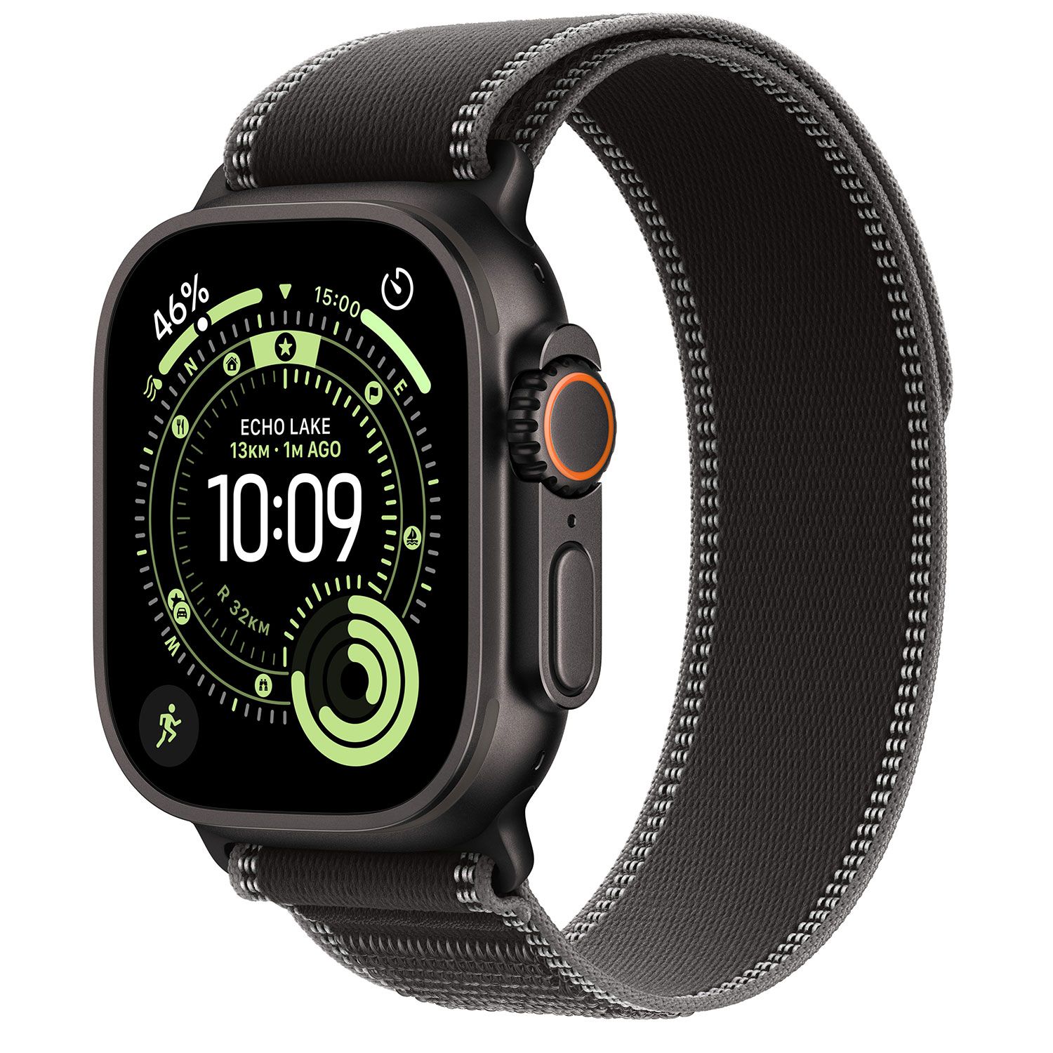 Apple Watch Ultra 3 49mm Black Titanium with Black/Charcoal Trail Loop S/M