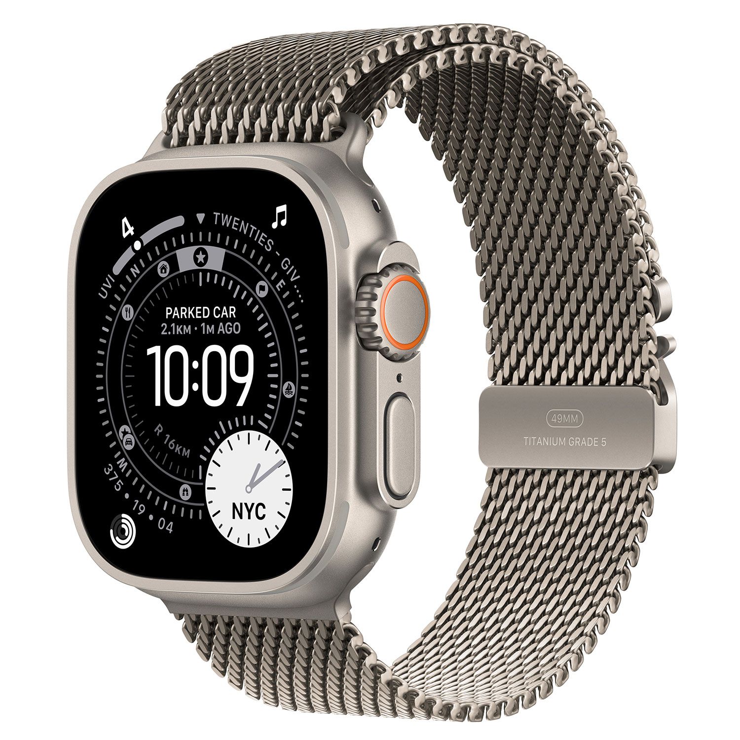 Apple Watch Ultra 3 49mm Natural Titanium with Natural Titanium Milanese Loop Medium