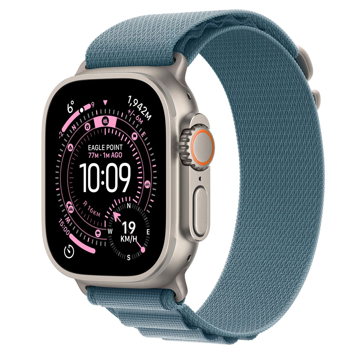 Apple Watch Ultra 3 49mm Natural Titanium with Light Blue Alpine Loop Large
