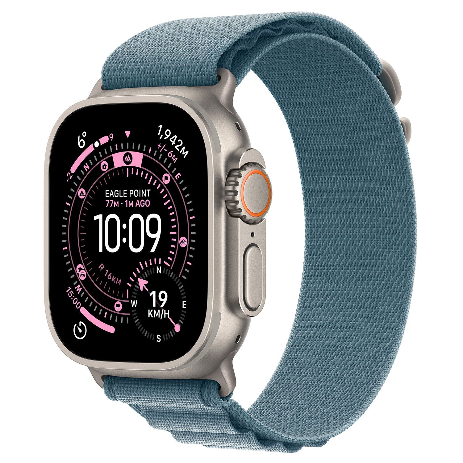 Apple Watch Ultra 3 49mm Natural Titanium with Light Blue Alpine Loop Medium
