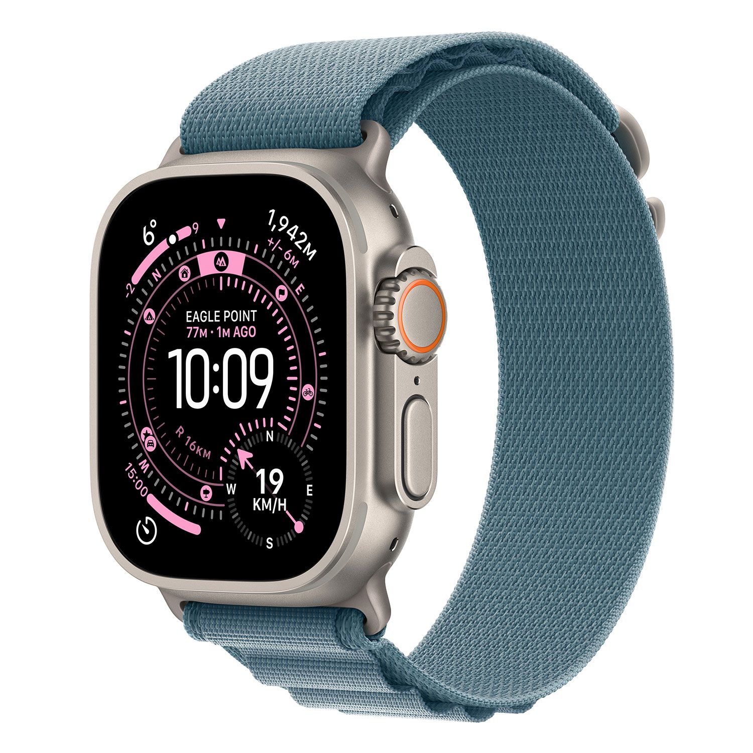 Apple Watch Ultra 3 49mm Natural Titanium with Light Blue Alpine Loop Small