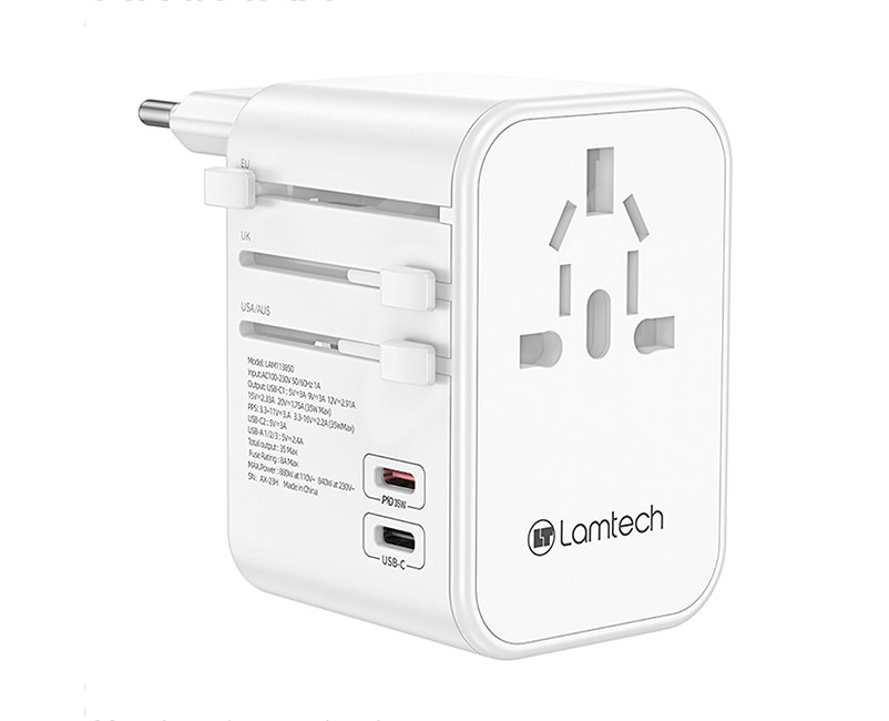 Lamtech Travel Adapter 5 USB & 4 Plugs